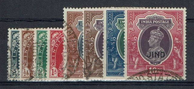 Image of Indian Convention States ~ Jind SG 127/34 FU British Commonwealth Stamp